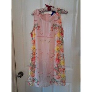Vintage Women’s Fairy Core Spring Dress Small Peach Floral Lined Midi. B45